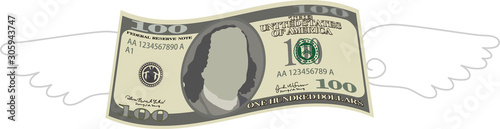 Feathered Deformed 100 dollors note