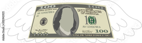 Feathered Deformed 100 dollors note