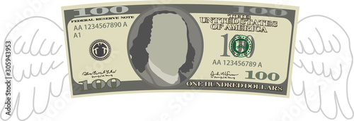 Feathered Deformed 100 dollors note