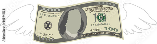 Feathered Deformed 100 dollors note