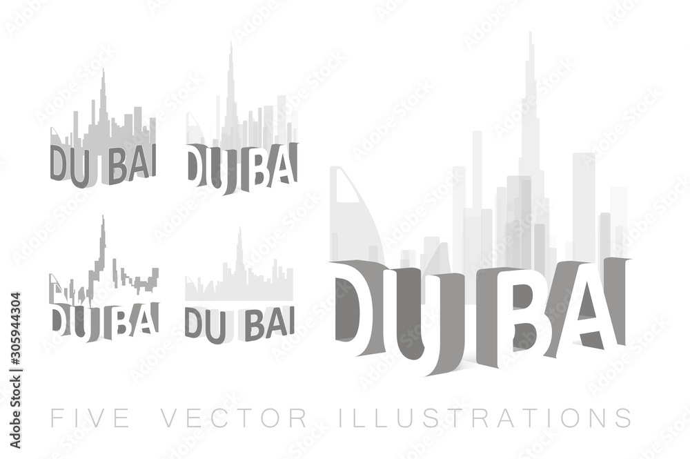 Dubai skyline illustrations