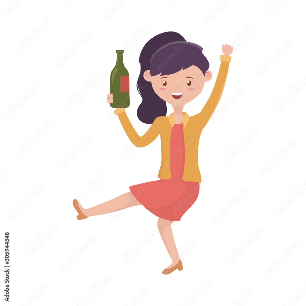 avatar woman with wine bottle vector design avatar woman with wine bottle vector design