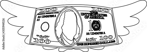 Feathered Deformed 100 dollars note outline