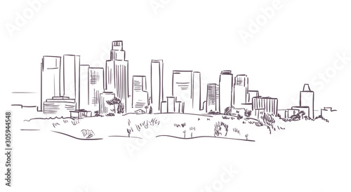 California Los Angeles vector sketch line usa landscape hand drawn