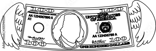 Feathered Deformed 100 dollors note outline