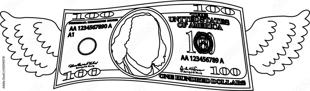 Feathered Deformed 100 dollors note outline Feathered Deformed 100 dollors note outline