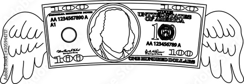 Feathered Deformed 100 dollors note outline