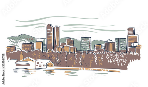 Colorado Denver vector sketch line usa landscape hand drawn