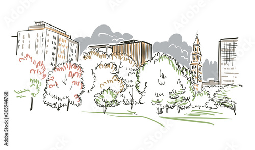 Connecticut Hartford vector sketch line usa landscape hand drawn