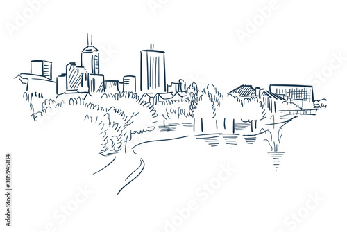 Indiana Indianapolis vector sketch line usa landscape hand drawn