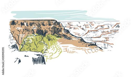canyon Phoenix Arizona vector sketch line usa landscape hand drawn