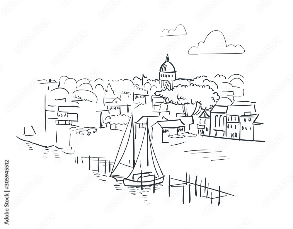 Fototapeta premium Annapolis Maryland usa America vector sketch city illustration line art