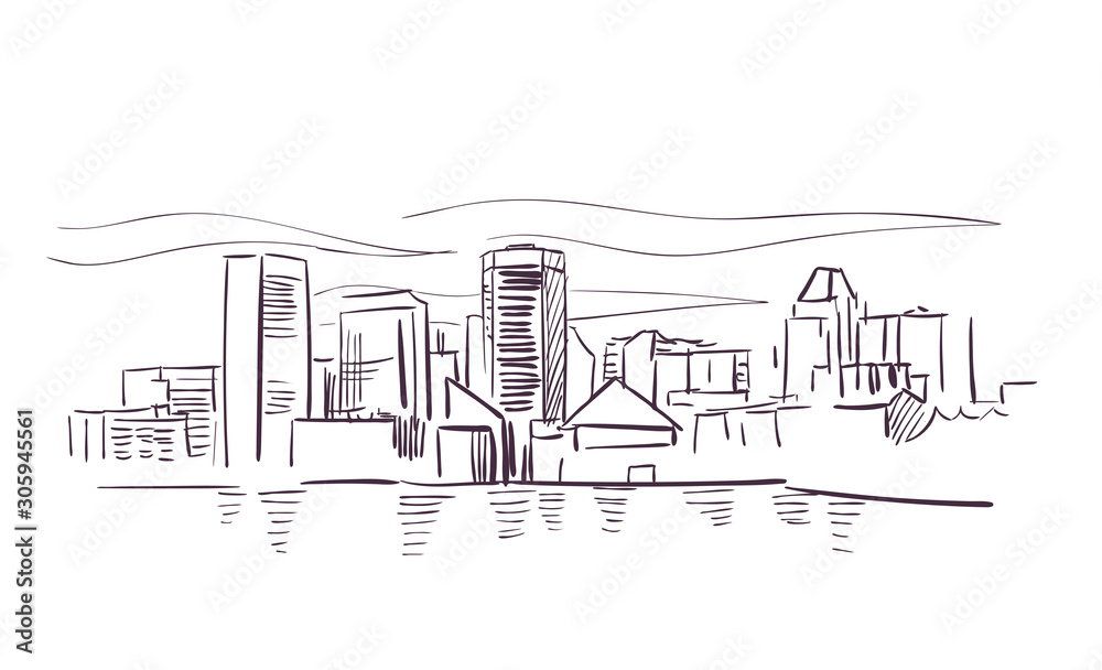 Baltimore Maryland usa America vector sketch city illustration line art