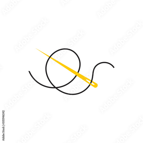 thread needle fashion clothing design logo vector