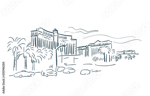 Las Vegas Nevada usa America vector sketch city illustration line art