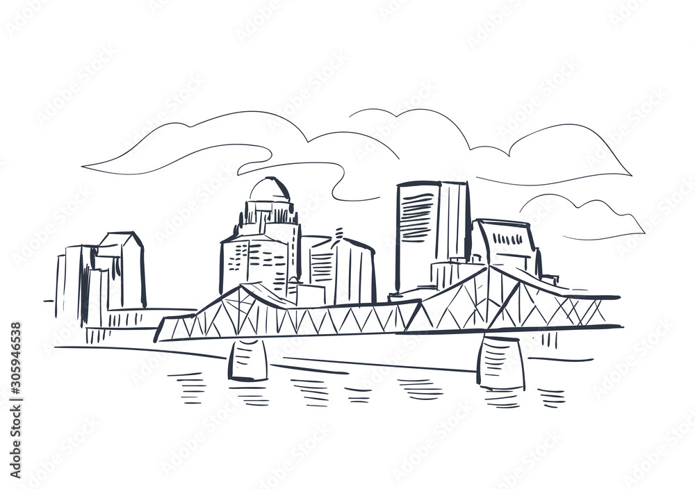 Louisville Kentucky usa America vector sketch city illustration line art