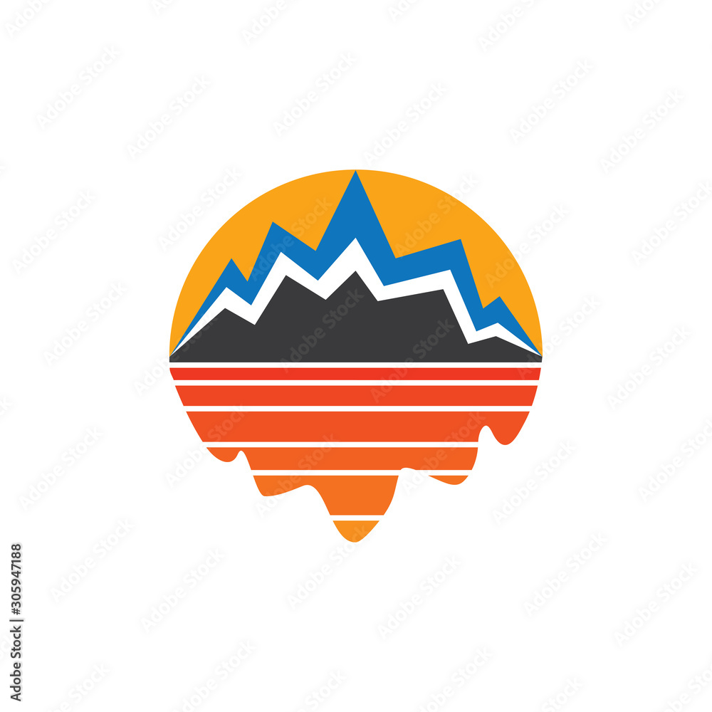 Obraz premium sun mountain shadow sea sunset symbol vector