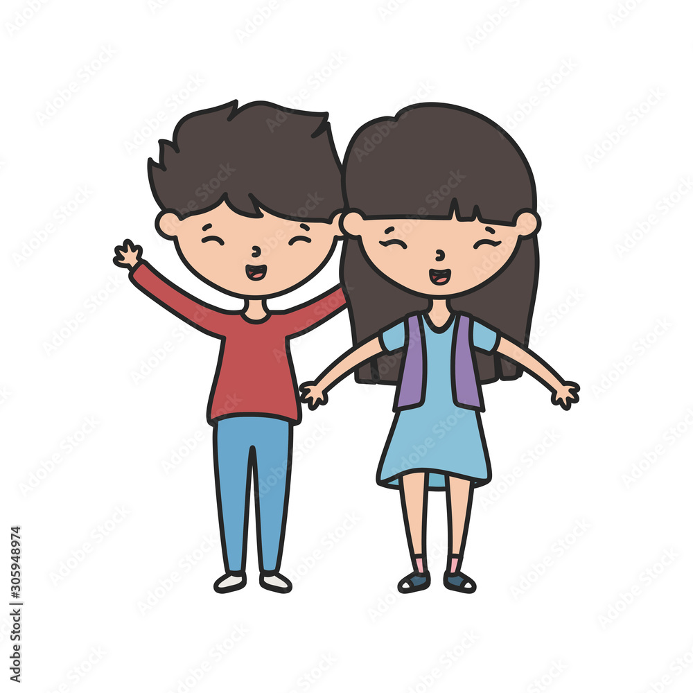 Girl and boy cartoon vector design