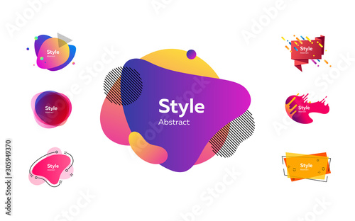 Abstract colorful banners set. Modern dynamic geometric shapes with sample text. Trendy minimal templates for presentations, banners, posters and flyers. Vector illustration