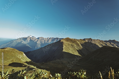 Beautiful landscape of Alpine meadows in the Caucasus mountains  nature reserve Sochi