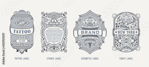 Set of Vintage beer frames and labels. Craft premium logos. Design emblems on transparent background