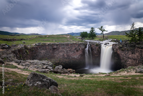 Beautiful water wall in scenic and dramatic landscape