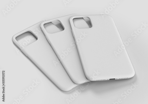 iPhone 11 Pro Case/Cover Mockup, 3d Rendered on Light Gray Background