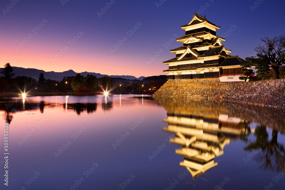 Matsumoto castle in Matsumoto, Japan at night Matsumoto castle in Matsumoto, Japan at night