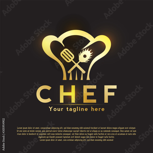 Chef logo with a fancy chef hat icon