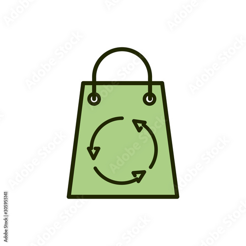 paper shopping bag recycle environment ecology line and fill