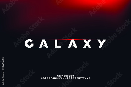 Abstract technology science alphabet sans serif font. digital space typography vector illustration design