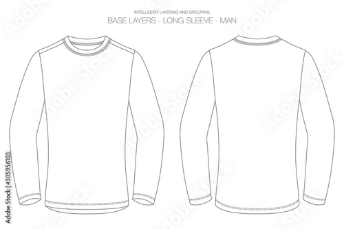 Base Layer Vector Illustration. Outlines, Stitches and Isolated Background for Technical Design and Mockup