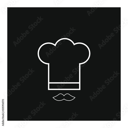 vector chef hat icon formed with simple lines