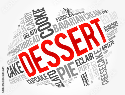 Dessert word cloud collage, food concept background
