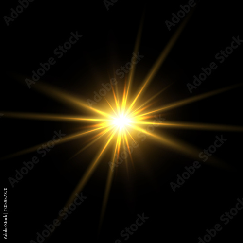 Fototapeta Naklejka Na Ścianę i Meble -  Glow yellow star.