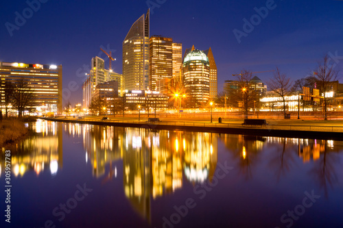 City of The Hague, The Netherlands at night