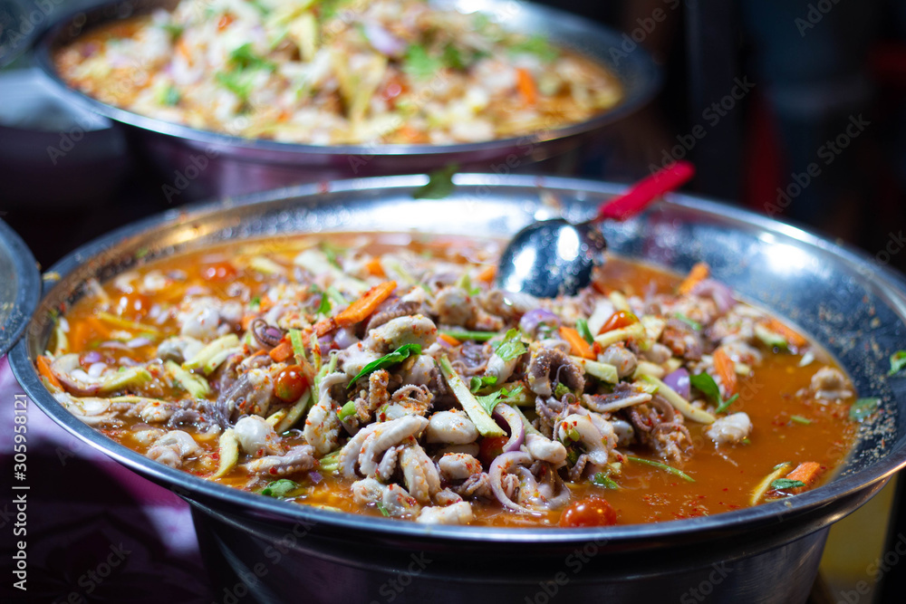 Thai Spicy Seafood Salad Yum Talay. Vegetable, fish. Thai Spicy Seafood Salad Yum Talay. Vegetable, fish.