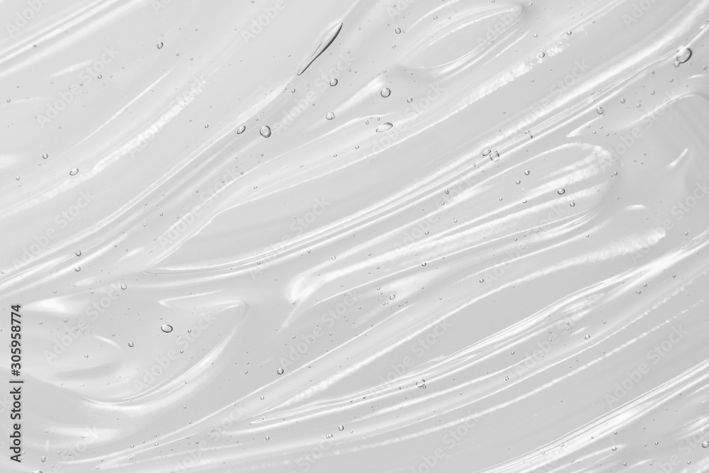 Liquid gel texture, clear beauty serum background. Transparent skin