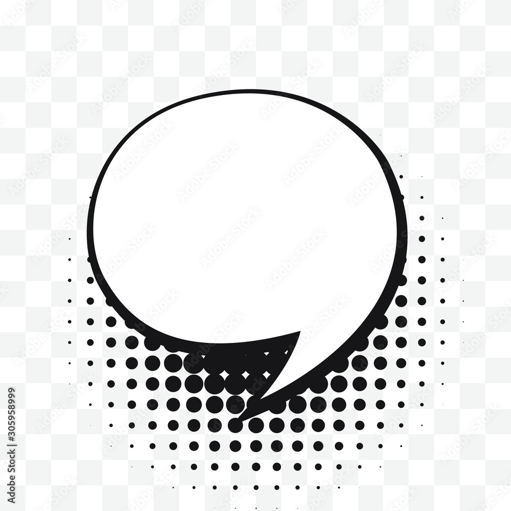 Comic empty speech bubble on halftone dots background in retro style. Vector illustration Comic empty speech bubble on halftone dots background in retro style. Vector illustration