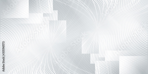 Fototapeta Naklejka Na Ścianę i Meble -  Gray halftone pattern with white line motion and network connection backdrop wallpaper. Clean Grey geometric background.