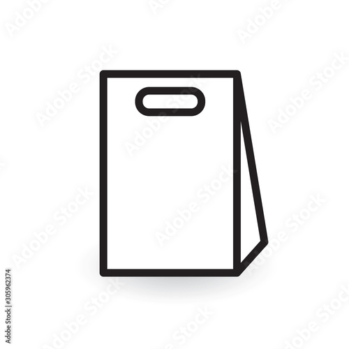 black outline of paper shopping bag icon- vector illustration