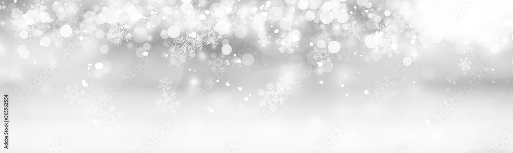 white and gray Christmas light with snowflake bokeh background, Winter backdrop wallpaper. white and gray Christmas light with snowflake bokeh background, Winter backdrop wallpaper.