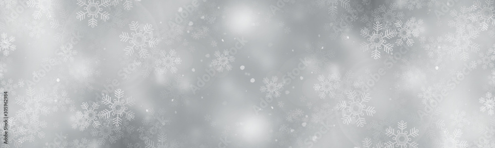 white and gray Christmas light with snowflake bokeh background, Winter backdrop wallpaper. white and gray Christmas light with snowflake bokeh background, Winter backdrop wallpaper.