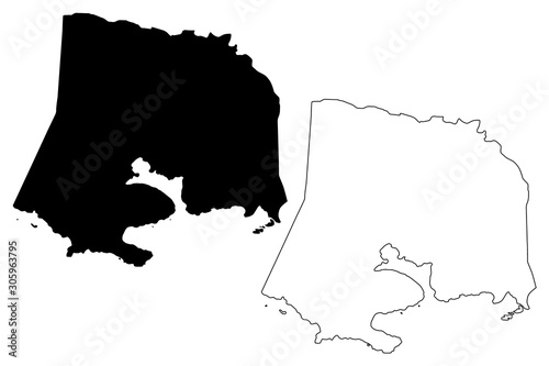 Guanica municipality (Commonwealth of Puerto Rico, Porto Rico, PR, Unincorporated territories of the United States) map vector illustration, scribble sketch Guanica map photo