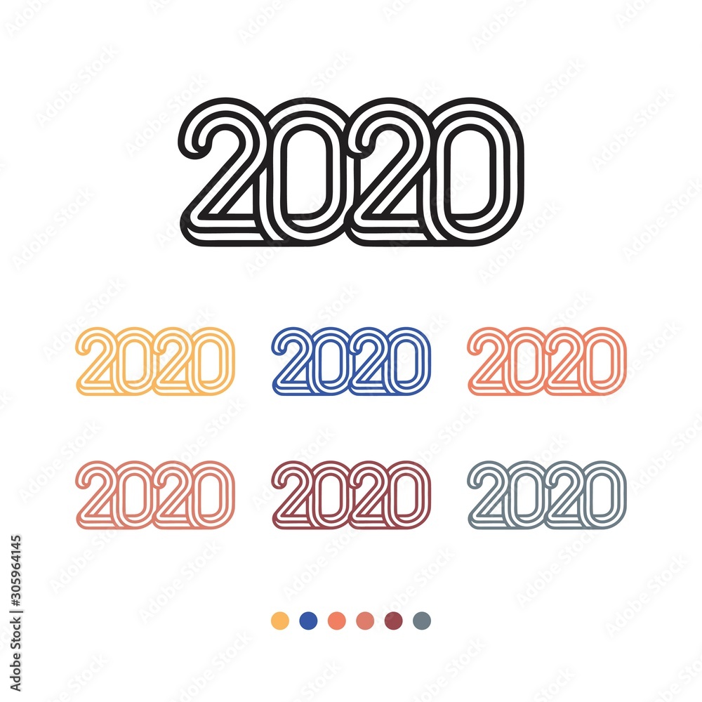 Monogram 2020 logo hipster number and text happy