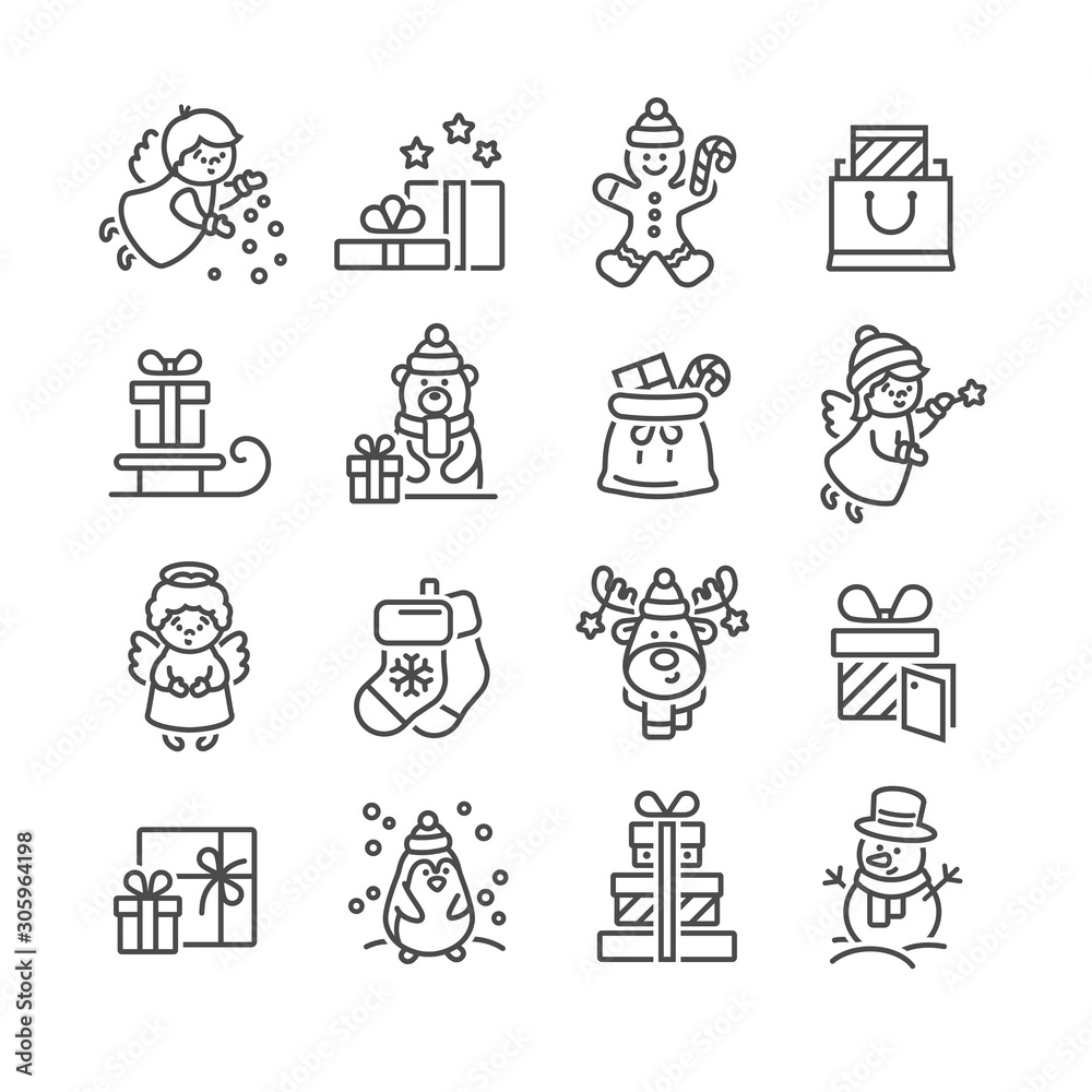 Fototapeta premium Vector Christmas characters icon set