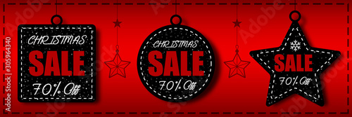 Christmas sale tag vector template. Winter vector collection