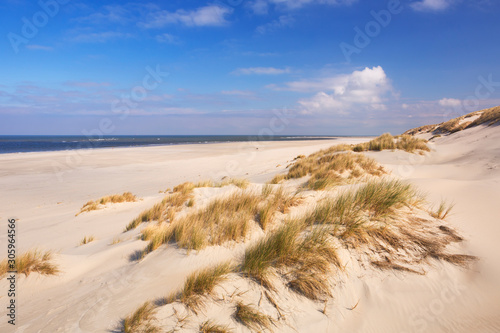 Endless beach on the island of Terschelling in The Netherlands