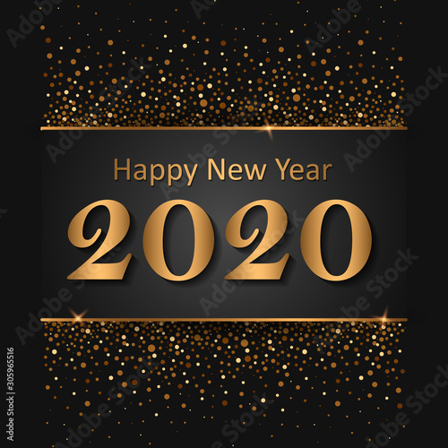 Happy New Year 2020 wishes greeting card template background design in vector