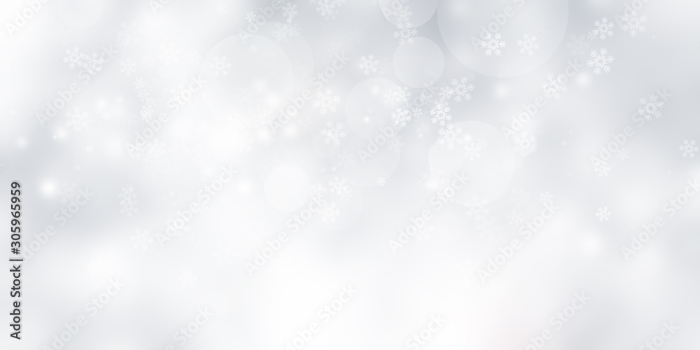 white and gray Christmas light with snowflake bokeh background, Winter backdrop wallpaper. white and gray Christmas light with snowflake bokeh background, Winter backdrop wallpaper.